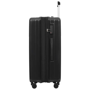 English Elm Luggage 5 Piece Hardside Abs Set with Front Access Carry on and Tsa Spinner Wheels Black N732P391579B