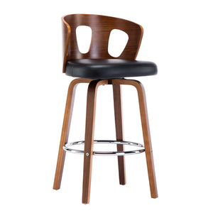 English Elm 1pc Mid-century Modern Swivel Counterstool Faux Leather Barrel Back Walnut Frame B011P479664