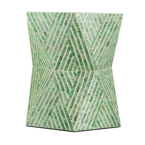 English Elm 19x19x20" Iridescent Capiz Shell Pedestal Stool Sculptural Bohemian Accent Table W2078P487549