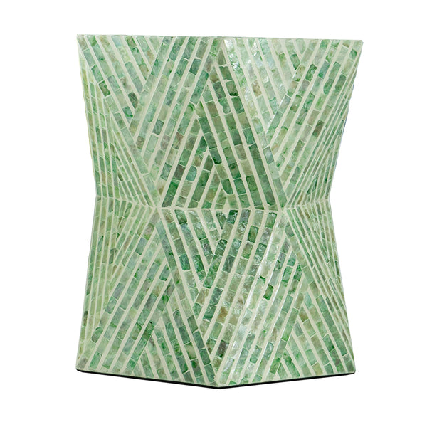 English Elm 19x19x20" Iridescent Capiz Shell Pedestal Stool Sculptural Bohemian Accent Table W2078P487549