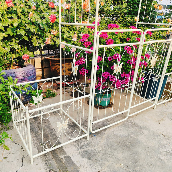 English Elm Metal Garden Arch Gate with Planter Stands Powder Coated Steel Rose Climbing Support W1586P243826