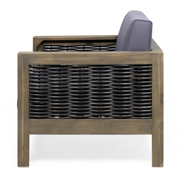 English Elm Christopher Knight Home® - Outdoor Acacia Wood Club Chair With Wicker Accents – Stylish, Weather-Resistant Comfort For Patios 68942.00DGRY