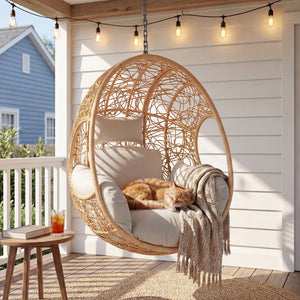 English Elm Heavy Duty Pe Wicker Egg Swing Chair Hand Woven for Patio Garden Balcony Use W400134960