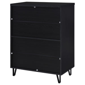 English Elm Clackamas Engineered Wood Shoe Cabinet with Hairpin Legs and Matte Gold Hardware Black B062P440404