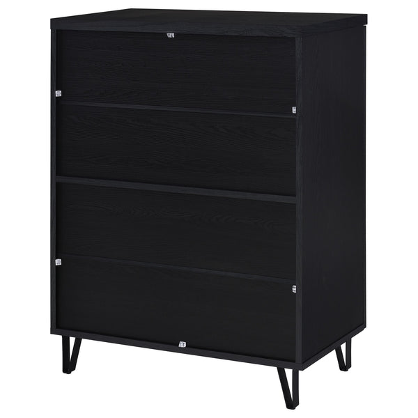 English Elm Clackamas Engineered Wood Shoe Cabinet with Hairpin Legs and Matte Gold Hardware Black B062P440404