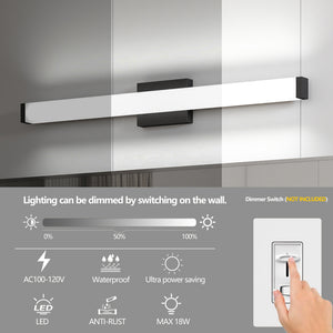 English Elm Bathroom Vanity Light Black - 33" Modern Led Light For Bright, Energy-Efficient Bathroom Illumination W2312P374951