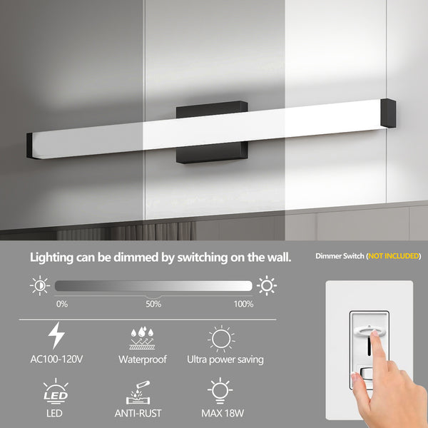 English Elm Bathroom Vanity Light Black - 33" Modern Led Light For Bright, Energy-Efficient Bathroom Illumination W2312P374951