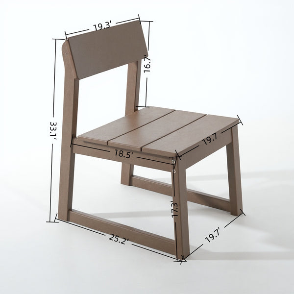 English Elm 7-Piece Hdpe Outdoor Dining Set – Elegant Antique Dark Oak Table & 6 Armless Chairs For Any Space W3566S00008