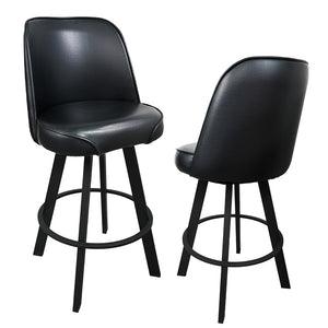 English Elm Set of 2 Commercial Grade Swivel Bucket Seat Barstools with Ergonomic Upholstered Frame Black W5232P423631
