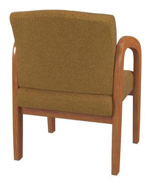 OSP Home Furnishings Medium Oak Wood Visitor Chair with Lumbar Support and Taupe Fabric for Office Use Brass WD380-K012