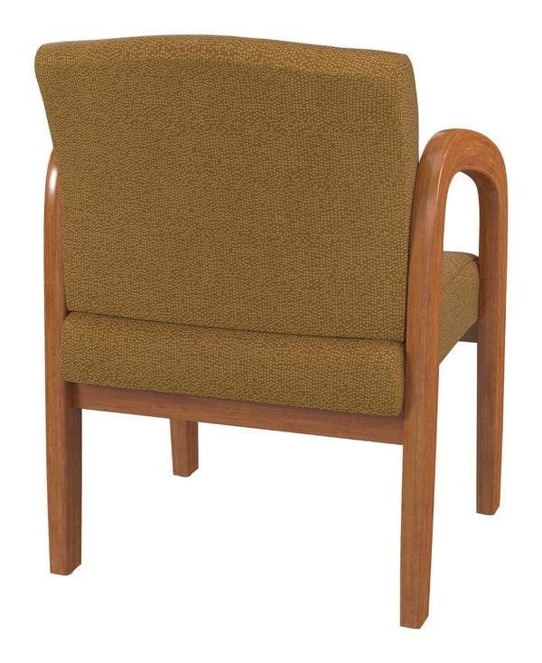 OSP Home Furnishings Medium Oak Wood Visitor Chair with Lumbar Support and Taupe Fabric for Office Use Brass WD380-K012