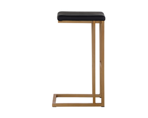Sunpan Boone Modern Industrial Backless Stool Set of 2 - Durable Cantilever Design for Home or Bar Use Champagne Gold / Onyx
