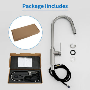 English Elm Bothwa Pull Down Kitchen Faucet with Stainless Steel Spout and Ceramic Cartridge Control Brushed Nickel B2724P262919