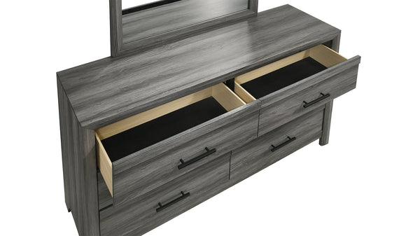 English Elm Denver 5-Piece Full Bedroom Set In Gray Wood - Modern Style With Ample Storage & Easy Assembly B009S02013