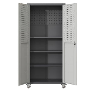 English Elm 71" Steel Garage Storage Cabinet with Locking Wheels Heavy Duty 700 Lb Capacity T2398P222838