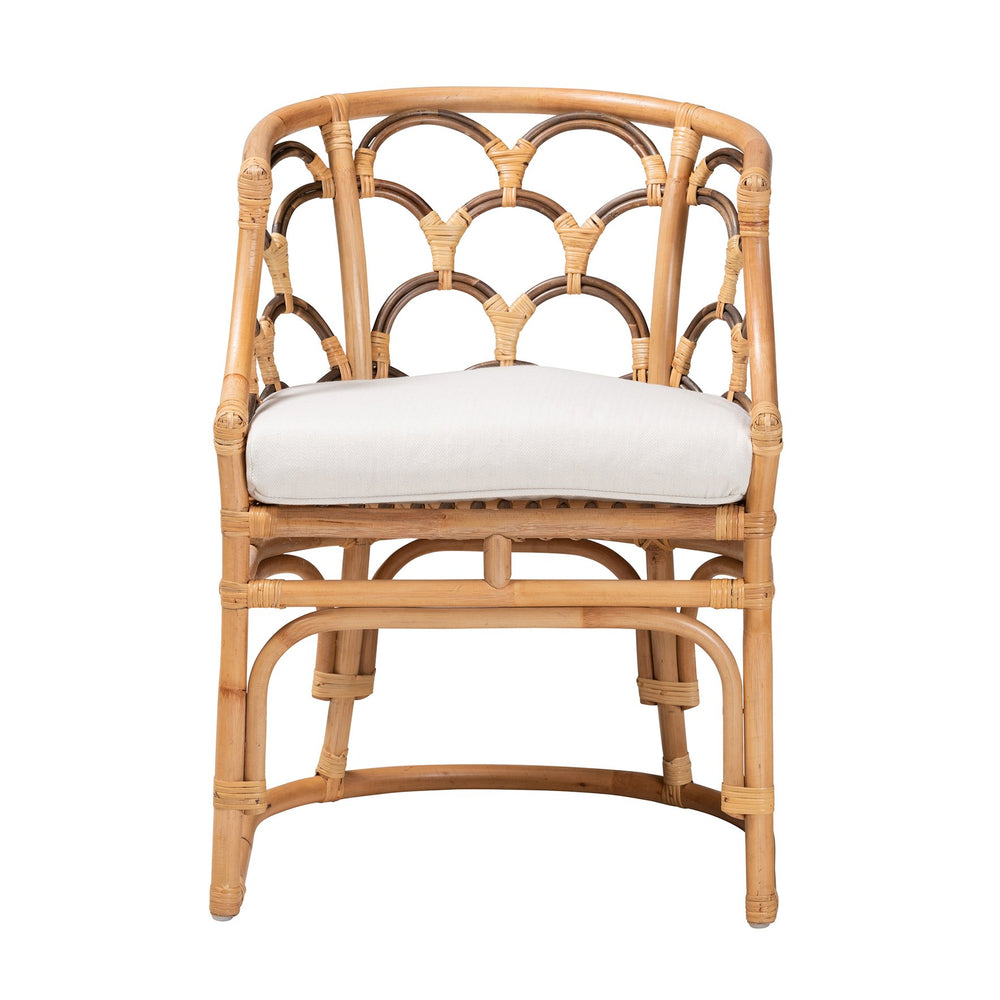 English Elm Bohemian Natural Rattan Accent Chair with Braided Arms for Eclectic Living Rooms B2750P467642