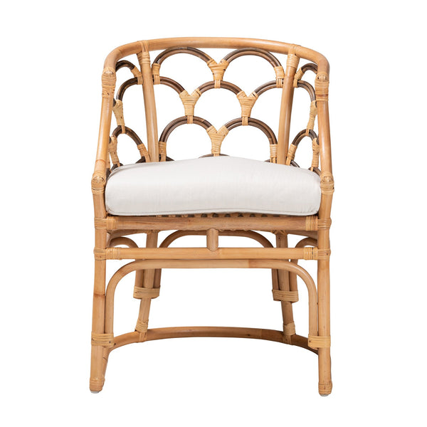 English Elm Bohemian Natural Rattan Accent Chair with Braided Arms for Eclectic Living Rooms B2750P467642