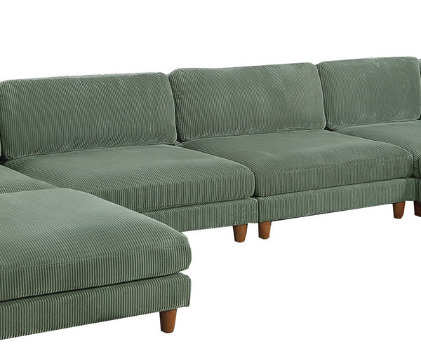 English Elm Contemporary Sage 6Pc Modular Sectional Set With Corduroy Upholstery - Versatile Comfort & Style B011S01159