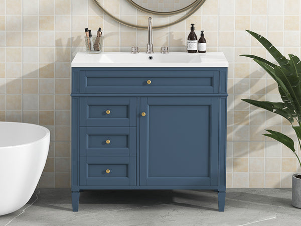 English Elm 36'' Modern Bathroom Vanity With Ceramic Sink, 2 Drawers & Tip-Out Drawer For Stylish Storage Solutions SW000119AAM-2