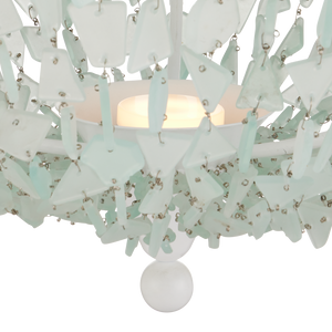 Thalassa Pendant Light - Artisanal Seaglass Dome Fixture in Sugar White for Contemporary Spaces