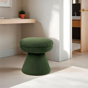 English Elm Green Plush Mushroom Accent Stool 19"H Teddy Fabric Pedestal Base Round Top Cozy Modern Seat B2741P388372