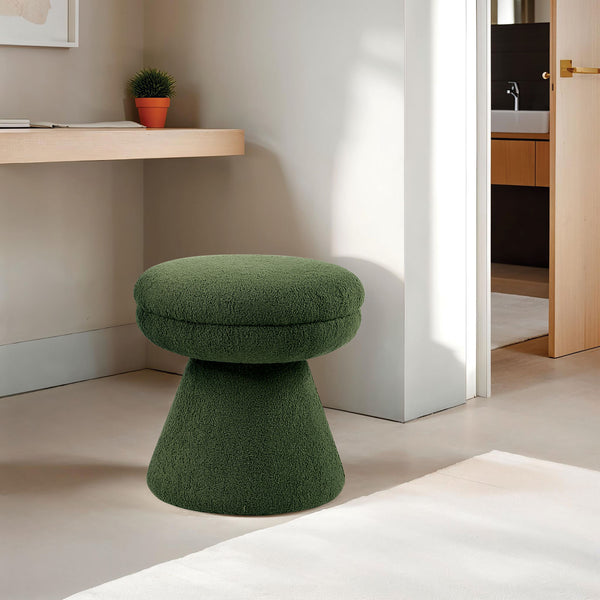 English Elm Green Plush Mushroom Accent Stool 19"H Teddy Fabric Pedestal Base Round Top Cozy Modern Seat B2741P388372