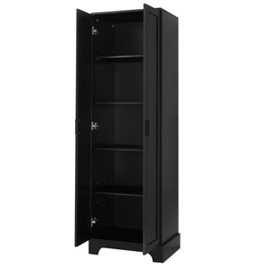 English Elm Storage Cabinet Tall Mdf Two Door Adjustable Shelves Matte Black Home Office Bath N725P181207Z