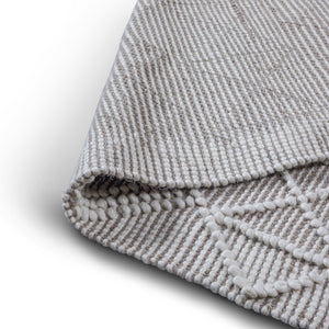 English Elm Orton 6 x 9 Area Rug Ivory Taupe Handwoven Wool Blend Geometric Pattern with Hand-Knotted Fringe B136P188393