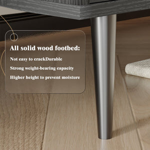 English Elm 4 Drawer Dresser Black - Modern Rattan-Front Chest with Wide Metal-Handle Drawers, Durable MDF Storage W2227P144261