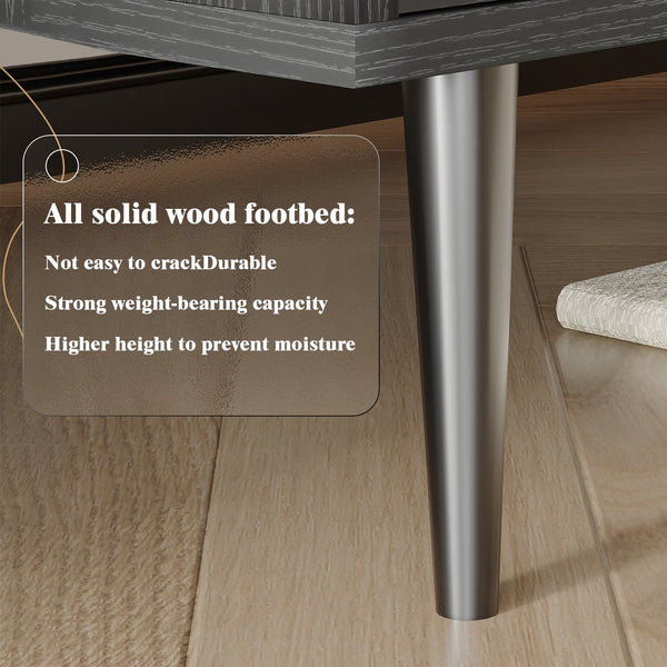 English Elm 4 Drawer Dresser Black - Modern Rattan-Front Chest with Wide Metal-Handle Drawers, Durable MDF Storage W2227P144261