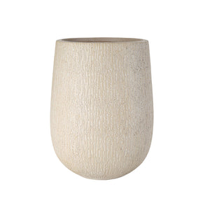 English Elm U_style Egg Shaped Mgo Stone Look Planters Set of 3 Sculptural Pots for Patio Garden N711P406659A