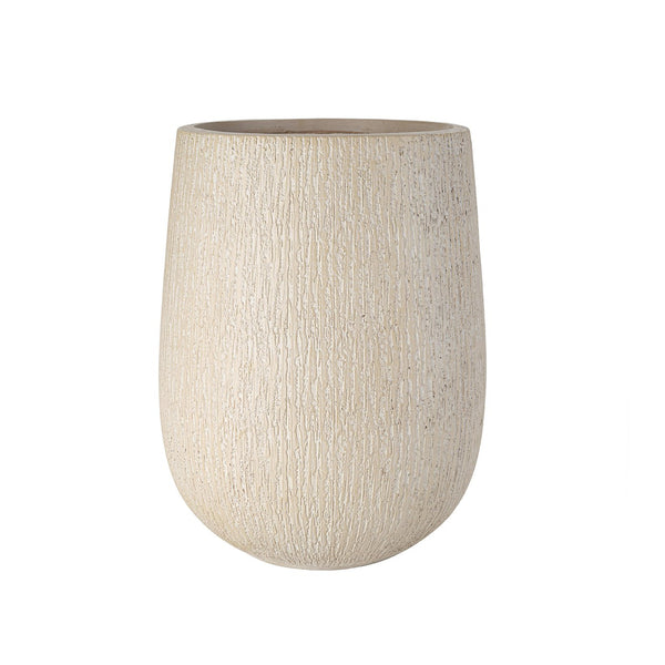 English Elm U_style Egg Shaped Mgo Stone Look Planters Set of 3 Sculptural Pots for Patio Garden N711P406659A