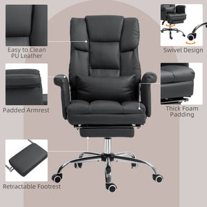 English Elm Homcom Ergonomic Executive Office Chair With Reclining Back, Footrest & Lumbar Support For Comfort W2225P250006