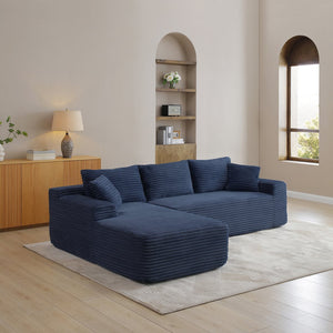 English Elm 105'' Modular Cloud Sectional with Deep Corduroy Cushions for Living Room Lounging W1117S00334