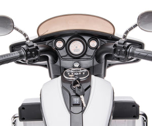 English Elm 12v Kids Electric Ride on Motorcycle with Led Lights Bluetooth Music and Storage Trunk White W1760P237293