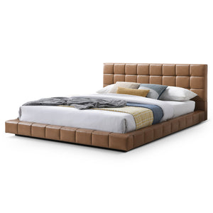 English Elm Hudson Biscuit Tufted Vegan Leather King Platform Bed for Modern Bedrooms B183S00205