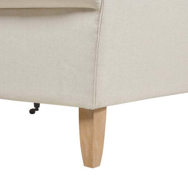 English Elm Jennifer Taylor Home - Alana 88" L-Shape Reversible Sectional Sofa with Linen Beige Upholstery, Kiln-Dried Frame, Foam Comfort B2719P238357