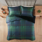 Woolrich Bernston Lodge/Cabin Faux Wool to Faux Fur Down Alternative Comforter Set WR9201030822-07 Green Plaid