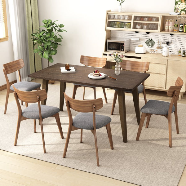English Elm Mid-century Modern Upholstered Dining Chairs Set of 4 with Rubberwood Splayed Legs Dark Gray,Walnut N768P189387D_4