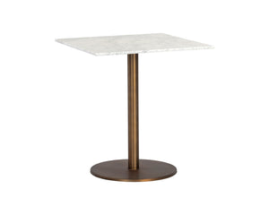 Sunpan Enco Bistro Table - Elegant Art Deco Design with Solid Carrara Marble Top and Antique Gold Base Square - 24W x 24D x 30H