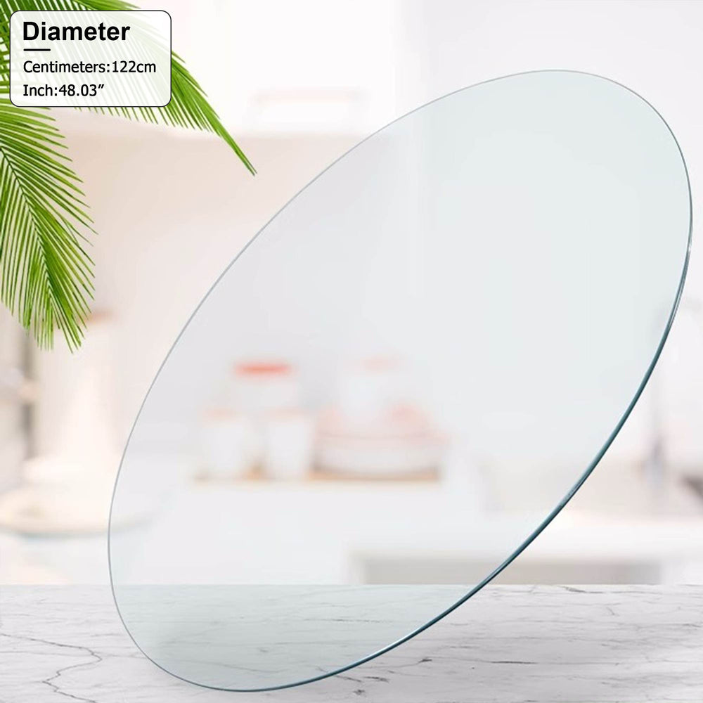 English Elm Size:48.03 Round Tempered Glass Table Top Polished Transparent Surface for Any Base W1512P498588
