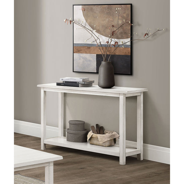 English Elm Castleton Distressed White Pine Console Table with Open Shelf for Entryway Hallway B062P451671