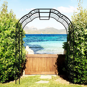 English Elm Metal Garden Arch Powder Coated Steel Trellis for Climbing Roses Outdoor Weddings Black W1586P268772
