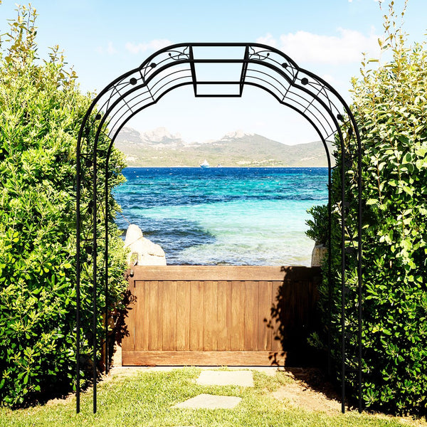 English Elm Metal Garden Arch Powder Coated Steel Trellis for Climbing Roses Outdoor Weddings Black W1586P268772