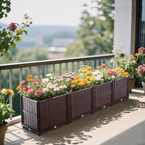 English Elm New Interlocking Polypropylene Patio Floor Tiles 44 Piece Set for Balcony Poolside Use W3022P251861