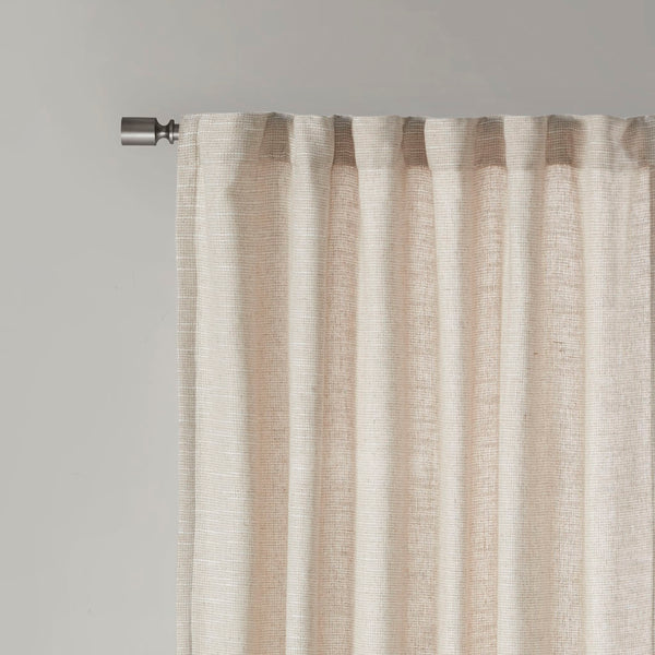 JLA Home Madison Park - Faux Madison Park Beals Faux Linen Curtain Panel — Fleece-Lined, OEKO-TEX, Rod Pocket & Back Tab (Single) MP40-7495