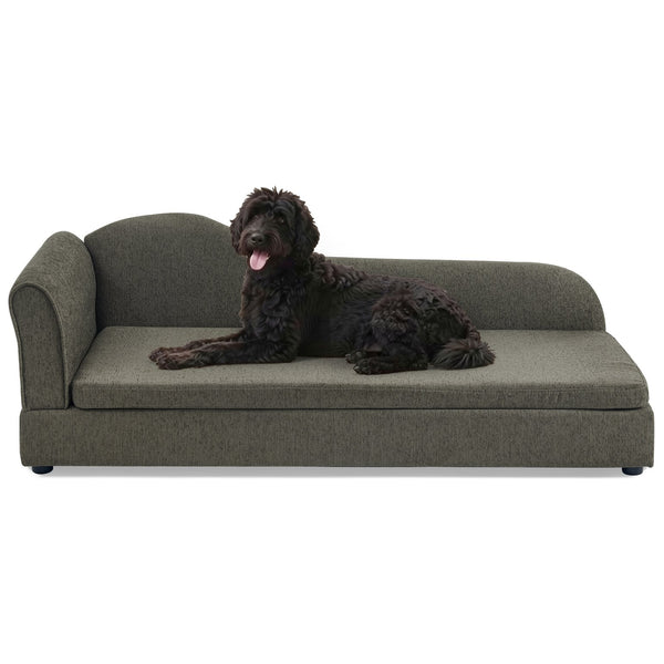 English Elm Oversized Modern Pet Sofa with Wave Backrest Linen Upholstery for Large Dogs W487P430333
