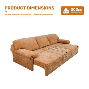 English Elm 3 Seats Power Recliner Sofa Convertible to Bed with Remote, Oversized 29" Seats, Plush Orange Polyester W3795S00003