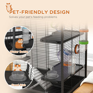 English Elm Small Animal Habitat with Colorful Tubing System Steel Wire Multi-level Gerbil Home T3971P407217