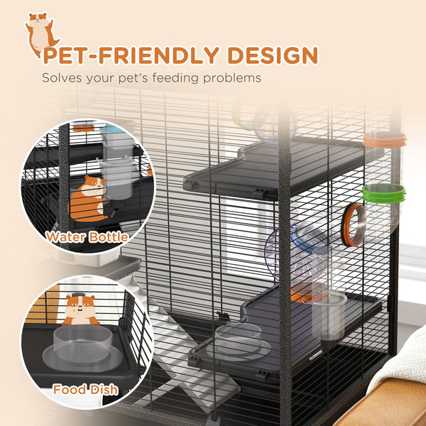 English Elm Small Animal Habitat with Colorful Tubing System Steel Wire Multi-level Gerbil Home T3971P407217